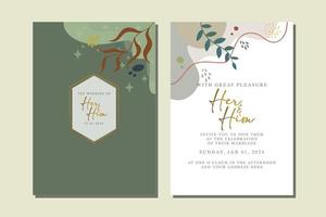 beautiful flowers wedding invitation card vector