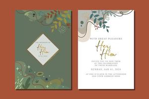 beautiful flowers wedding invitation card vector