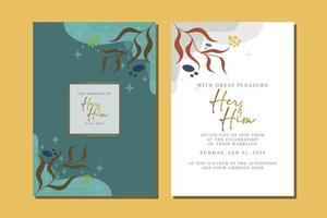 beautiful flowers wedding invitation card vector