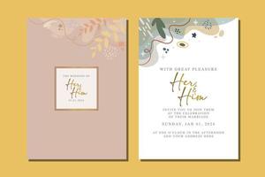 beautiful flowers wedding invitation card vector