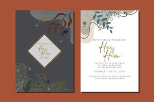 beautiful flowers wedding invitation card vector