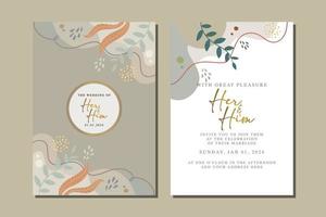 beautiful flowers wedding invitation card vector