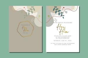 beautiful flowers wedding invitation card vector