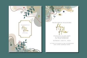 beautiful flowers wedding invitation card vector