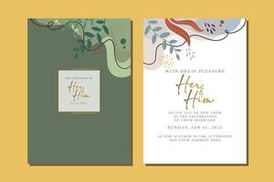 beautiful flowers wedding invitation card vector