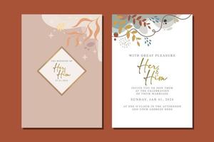 beautiful flowers wedding invitation card vector