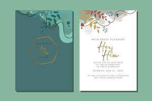 beautiful flowers wedding invitation card vector