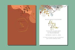 beautiful flowers wedding invitation card vector