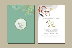 beautiful flowers wedding invitation card vector