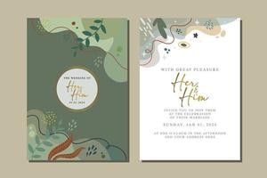 beautiful flowers wedding invitation card vector