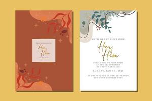 beautiful flowers wedding invitation card vector