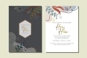 beautiful flowers wedding invitation card vector