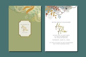 beautiful flowers wedding invitation card vector