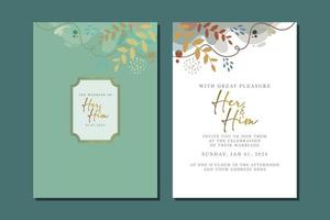 beautiful flowers wedding invitation card vector