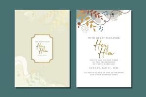 beautiful flowers wedding invitation card vector