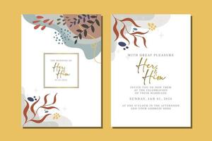 beautiful flowers wedding invitation card vector