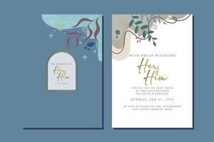 beautiful flowers wedding invitation card vector