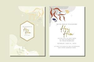 beautiful flowers wedding invitation card vector