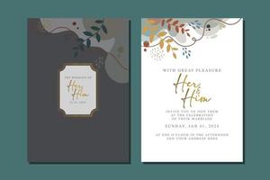 beautiful flowers wedding invitation card vector