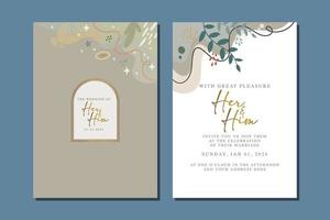 beautiful flowers wedding invitation card vector