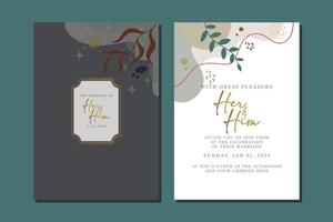 beautiful flowers wedding invitation card vector