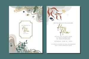 beautiful flowers wedding invitation card vector