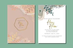 beautiful flowers wedding invitation card vector