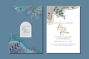 beautiful flowers wedding invitation card vector