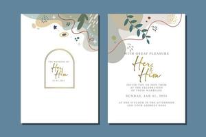 beautiful flowers wedding invitation card vector