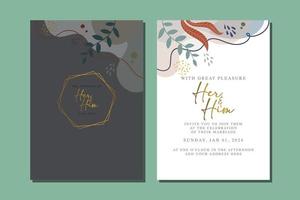 hermosa tarjeta de invitación de boda de flores vector