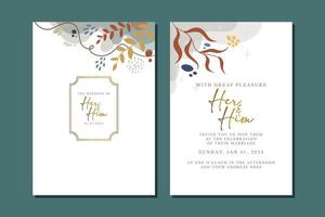 beautiful flowers wedding invitation card vector