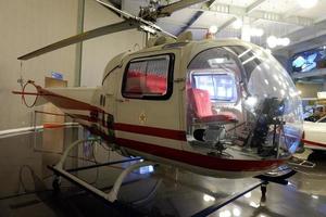 Batu, East Java, Indonesia - August  10, 2022, Antique helicopter white in Angkut museum photo