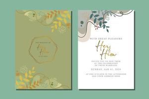 beautiful flowers wedding invitation card vector