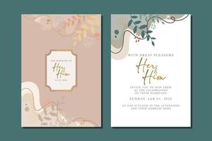 beautiful flowers wedding invitation card vector