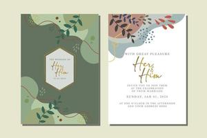 beautiful flowers wedding invitation card vector