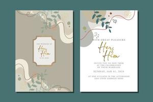 beautiful flowers wedding invitation card vector