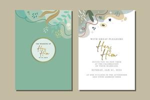 beautiful flowers wedding invitation card vector