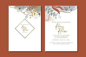 beautiful flowers wedding invitation card vector