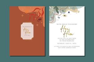 beautiful flowers wedding invitation card vector