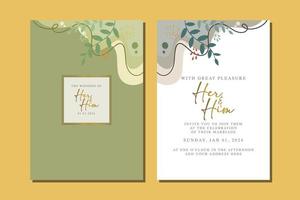 beautiful flowers wedding invitation card vector