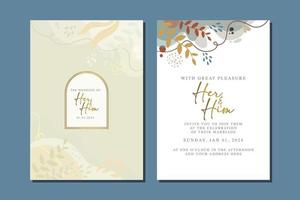 beautiful flowers wedding invitation card vector