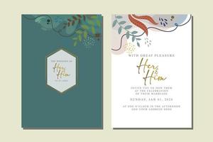 beautiful flowers wedding invitation card vector