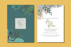 beautiful flowers wedding invitation card vector