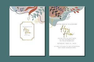 beautiful flowers wedding invitation card vector