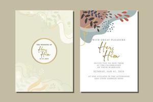 beautiful flowers wedding invitation card vector