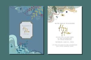 beautiful flowers wedding invitation card vector