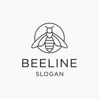 Bee Line Logo design with Line Art On White Backround vector