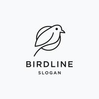 diseño de logotipo de pájaro con arte lineal sobre fondo blanco vector