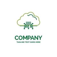 cloud. computing. data. hosting. network Flat Business Logo template. Creative Green Brand Name Design. vector