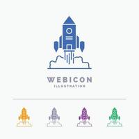 Rocket. spaceship. startup. launch. Game 5 Color Glyph Web Icon Template isolated on white. Vector illustration